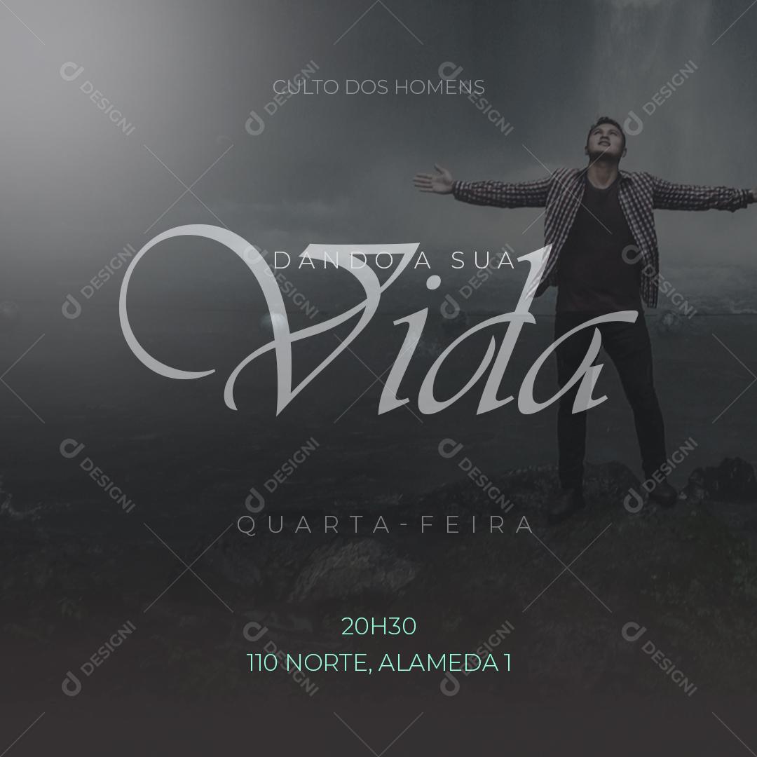 Post Gospel Culto dos Homens Social Media PSD Editável