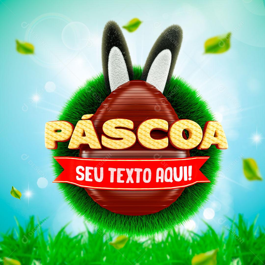 Selo 3D Para Composição Páscoa Ovo De Chocolate PNG Transparente