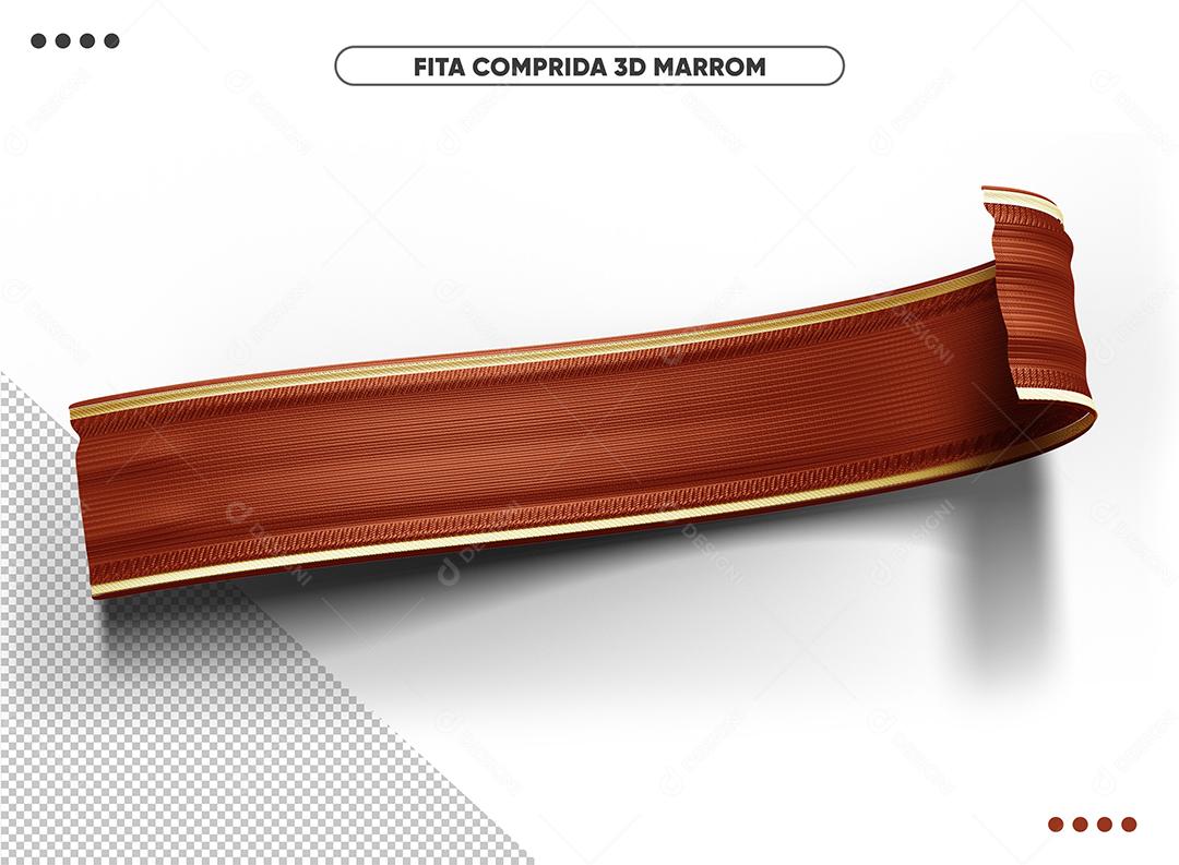 Elemento 3D Fita Comprida Marrom Para Composição PSD