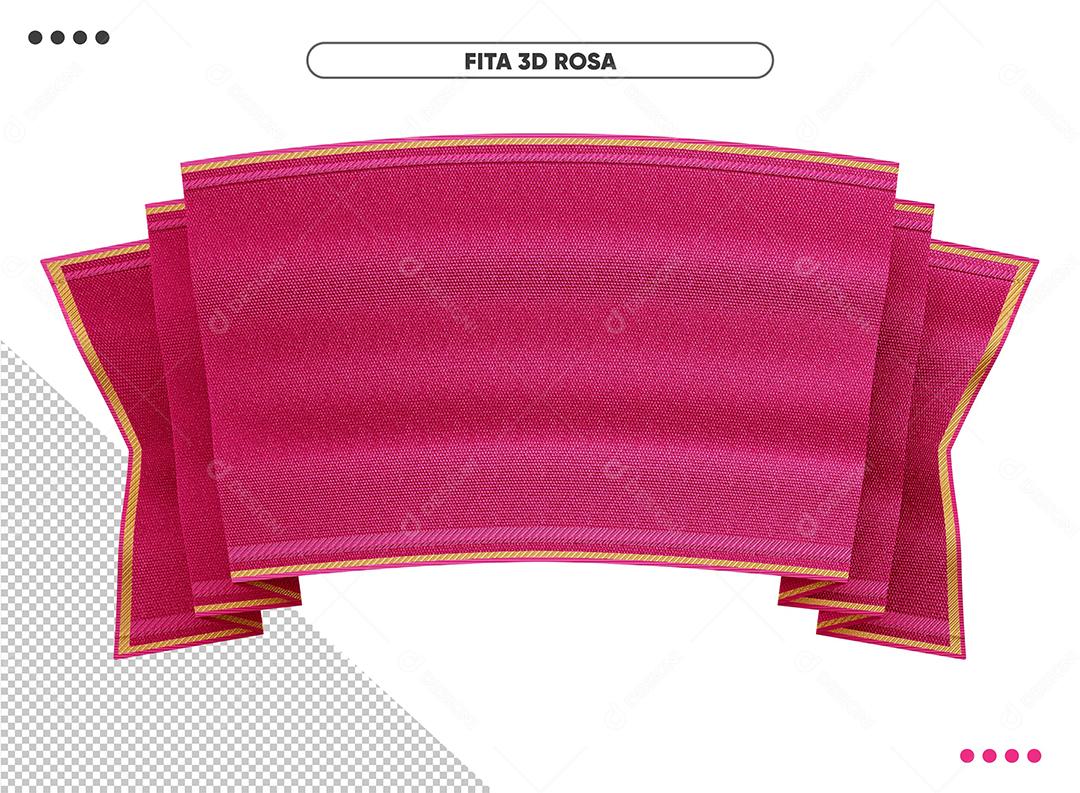 Elemento 3D Fita Rosa Para Composição PSD