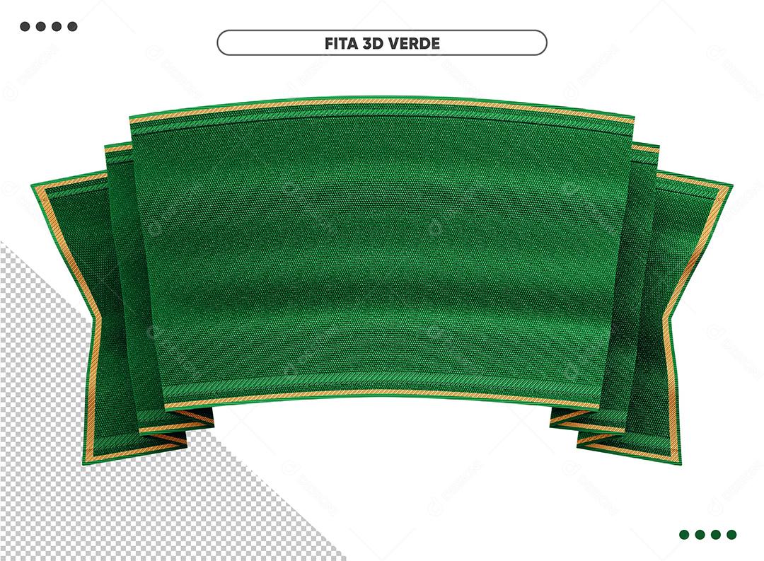 Elemento 3D Fita Verde Para Composição PSD