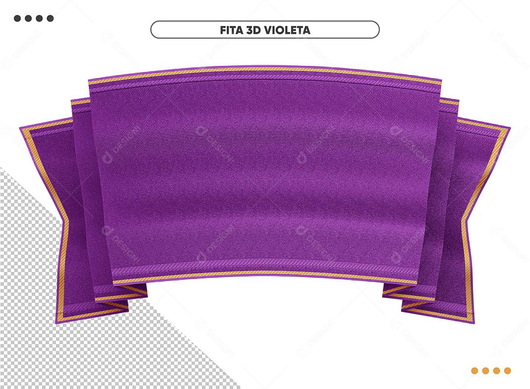 Elemento 3D Fita Violeta Para Composição PSD