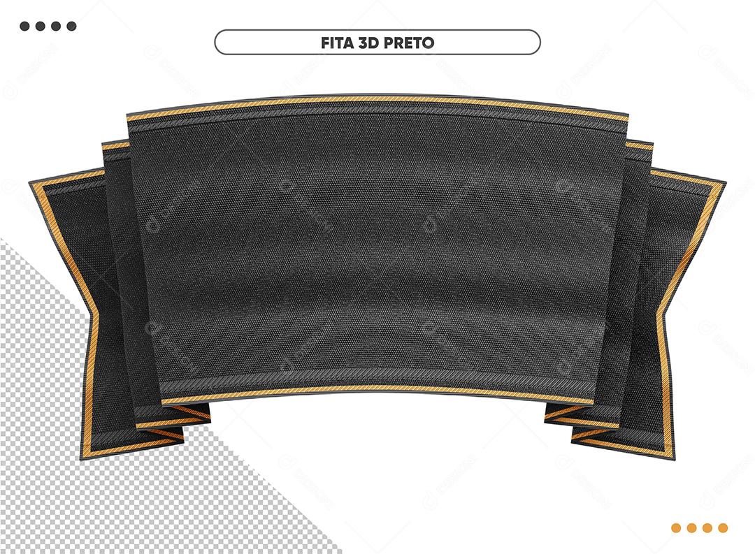 Elemento 3D Fita Preto Para Composição PSD