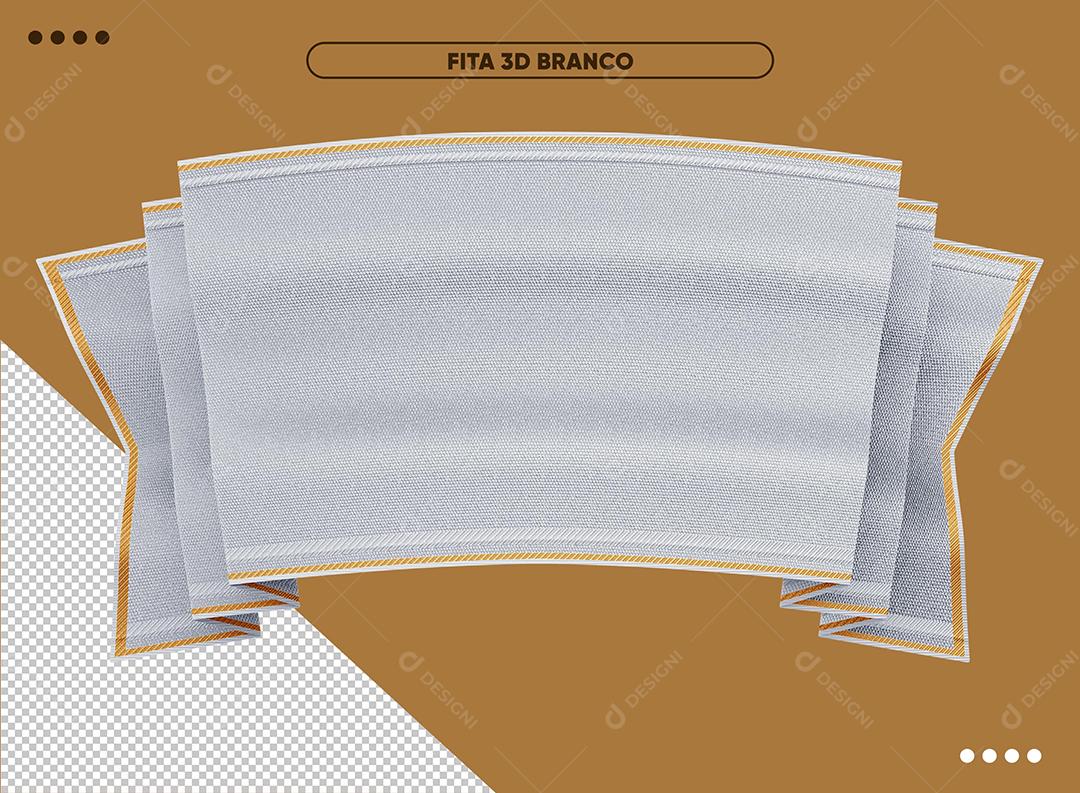 3D White Ribbon Element For Composition PSD