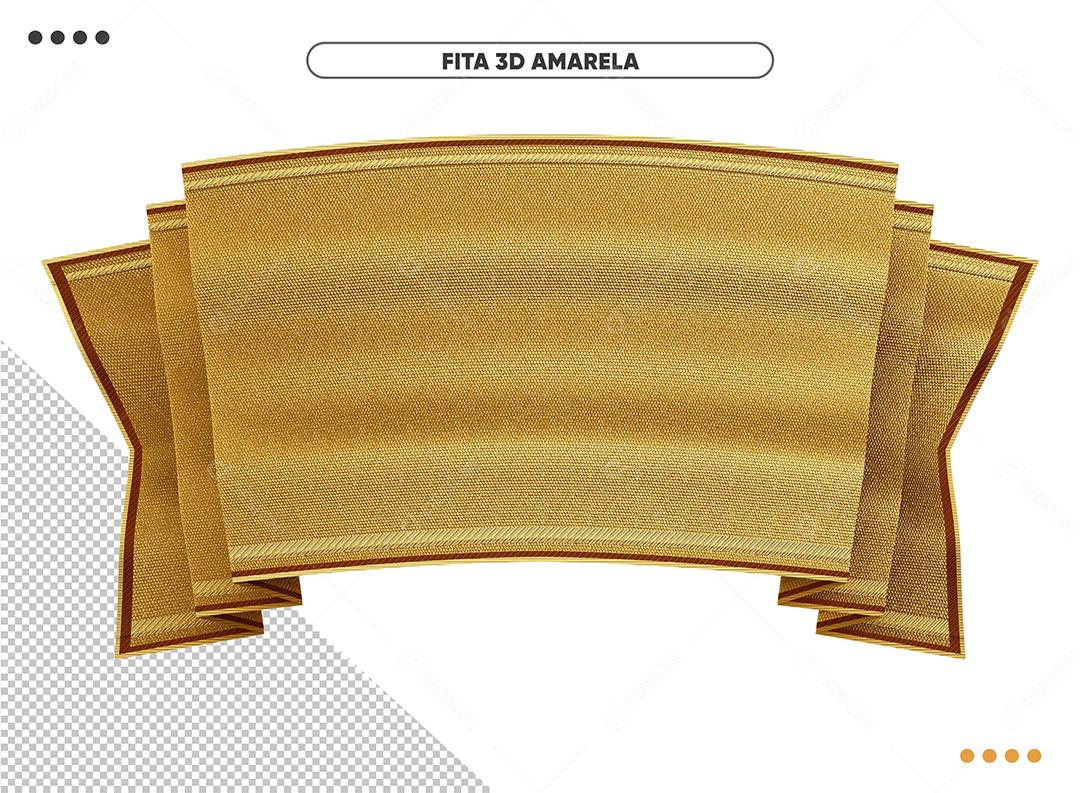 Elemento 3D Fita Amarela Para Composição PSD