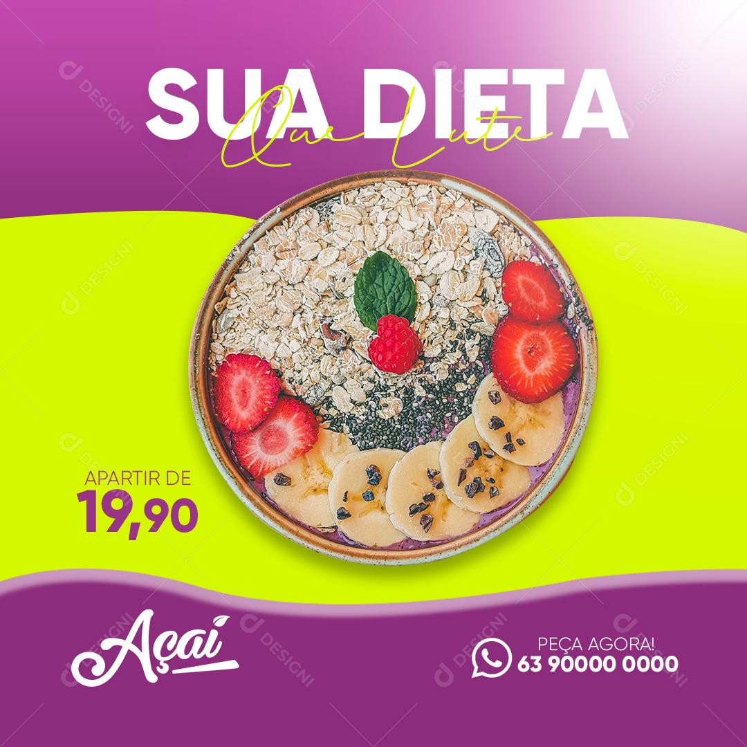 Açaiteria Açai Sua Dieta Social Media PSD Editável