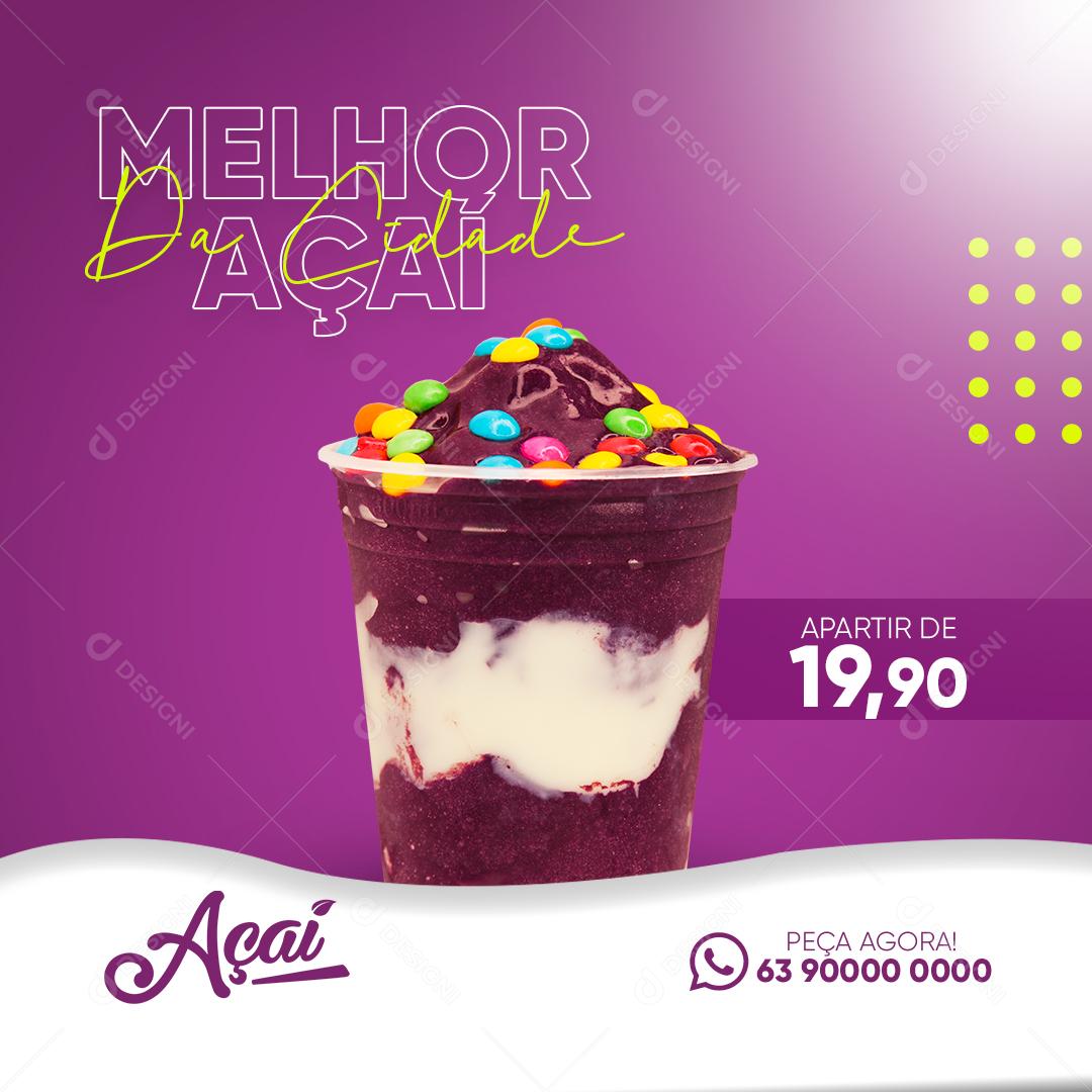 Post Açaiteria Melhor Açai Social Media PSD Editável