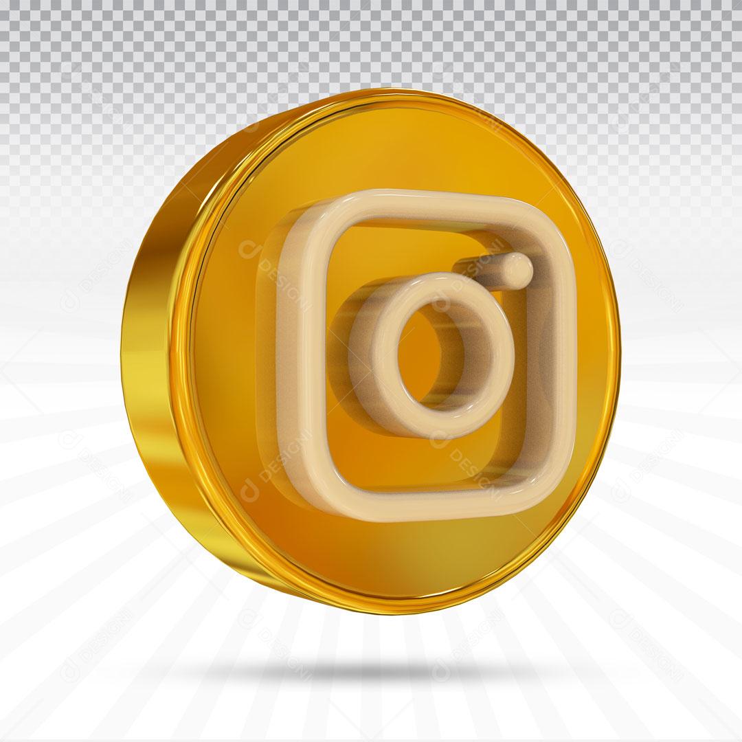 Ícone Rede Social Instagram Dourado PSD Editável