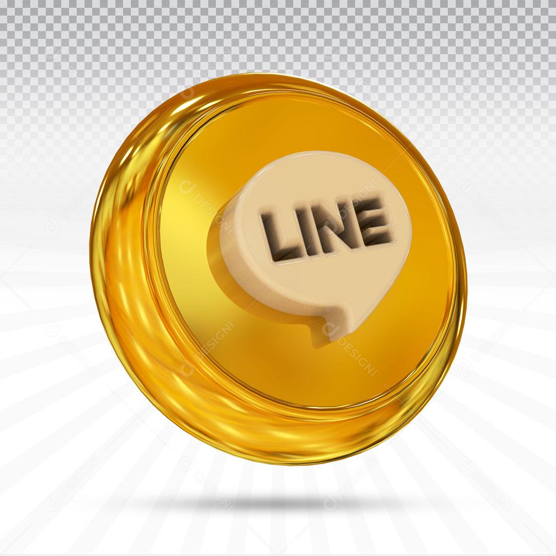 Ícone Rede Social Line Dourado PSD Editável