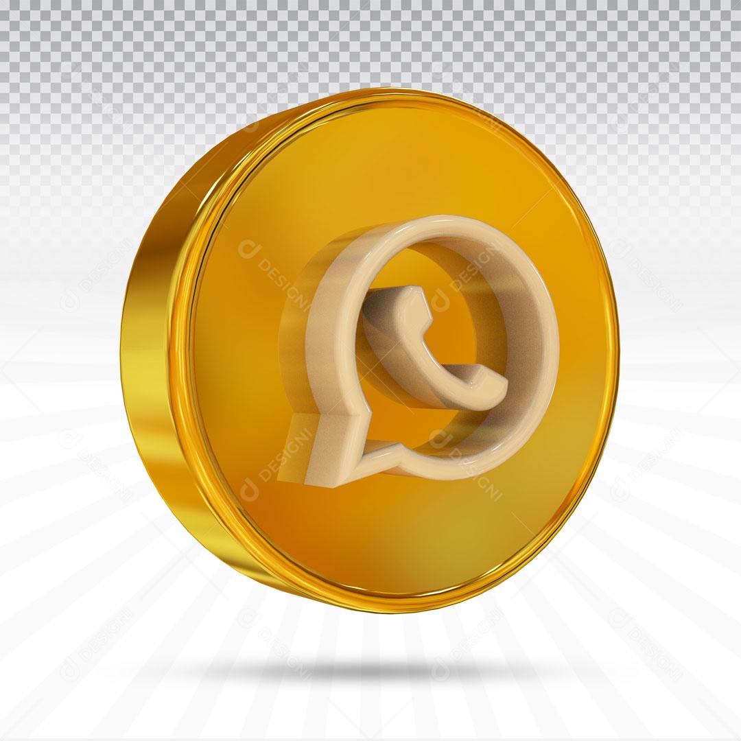 Ícone Rede Social WhatsApp Dourado PSD Editável