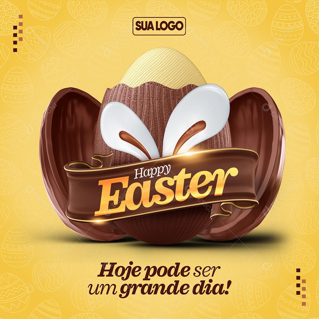 Social Media Feliz Páscoa Hoje Pode Ser Um Ótimo Dia PSD Editável