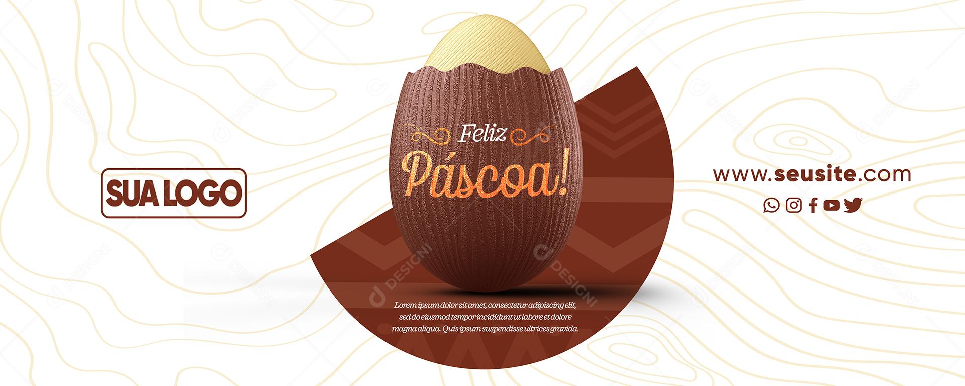 Social Media Banner Feliz Páscoa Chocolate PSD Editável