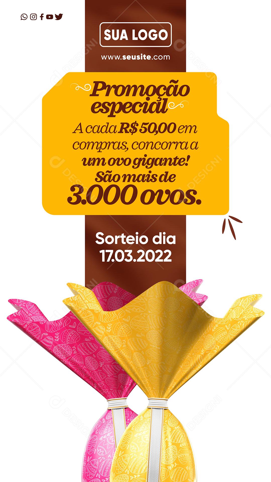 Social Media Promoção Especial de sorteio de Páscoa PSD Editável