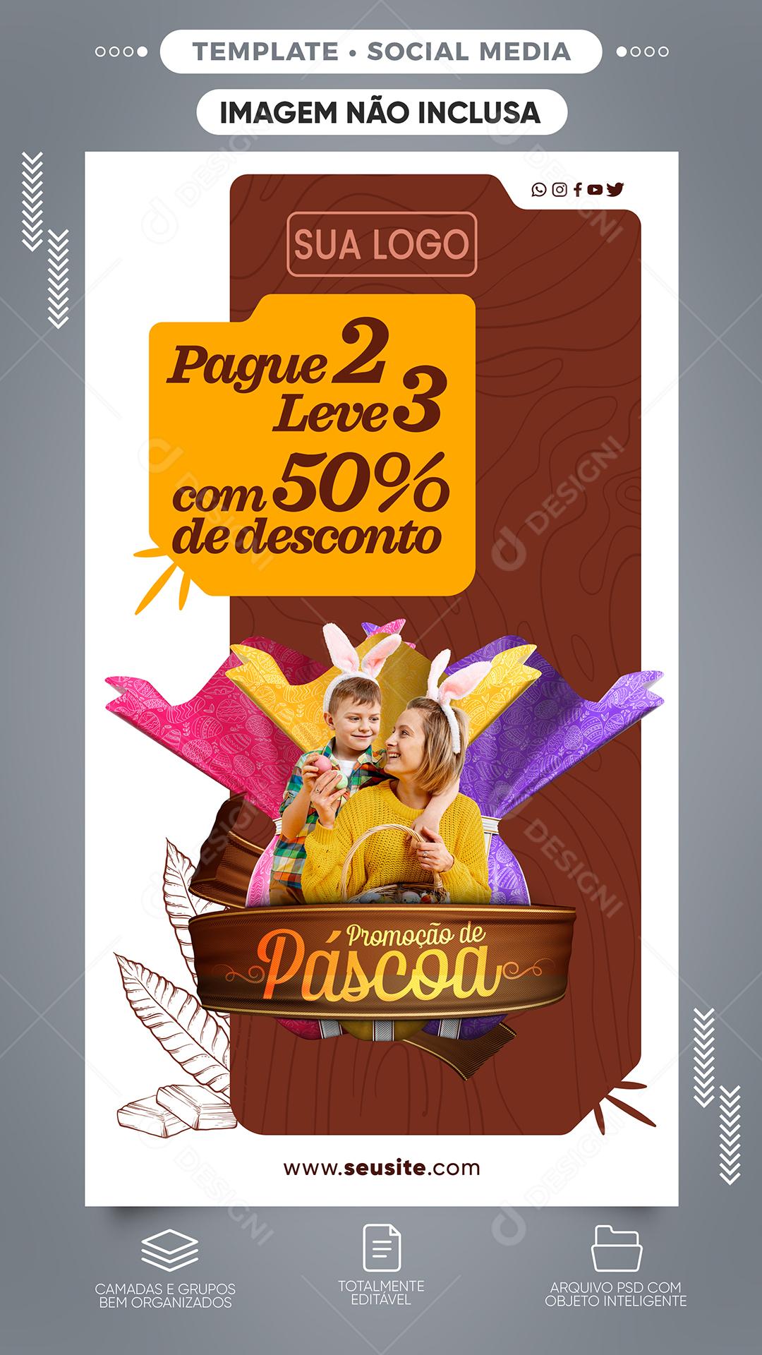 Social Media Promoção De Páscoa Pague 2 Leva 3 PSD Editável