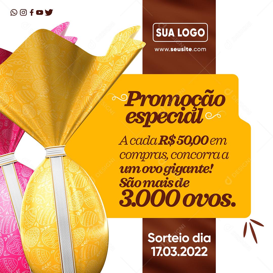 Social Media Promoção Especial de sorteio de Páscoa PSD Editável