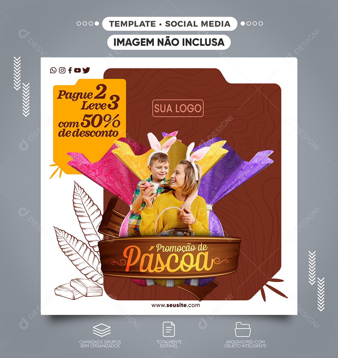 Social Media Promoção De Páscoa Pague 2 Leva 3 PSD Editável