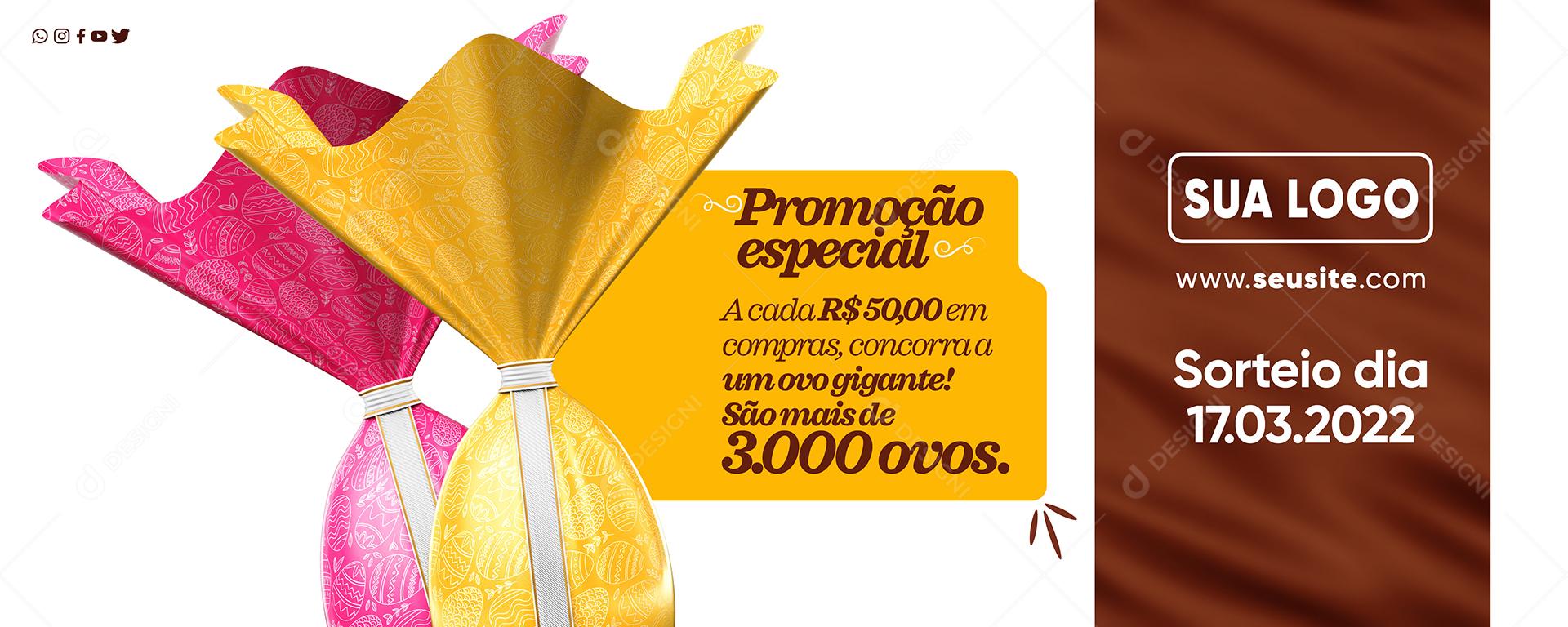 Social Media Banner Promoção Especial de sorteio de Páscoa PSD Editável