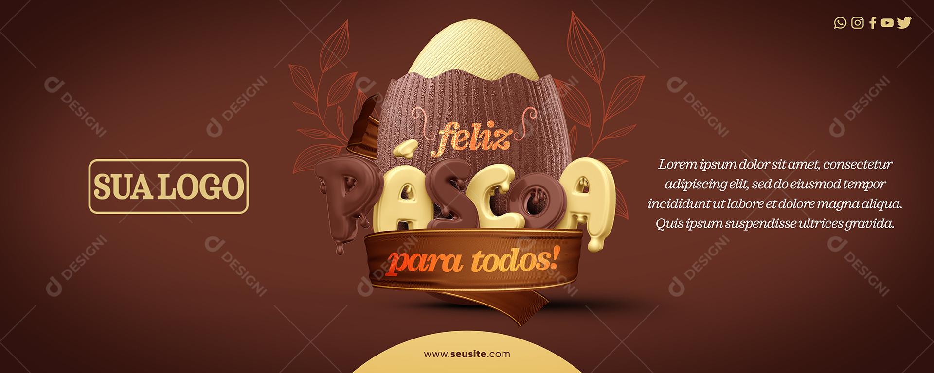 Social Media Banner Feliz Páscoa A Todos PSD Editável