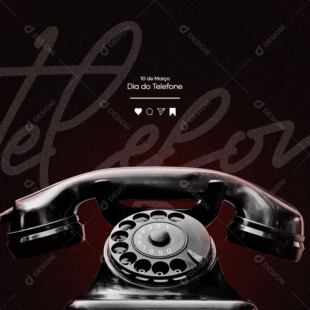 Dia Do Telefone 10 De Março Social Media PSD Editável