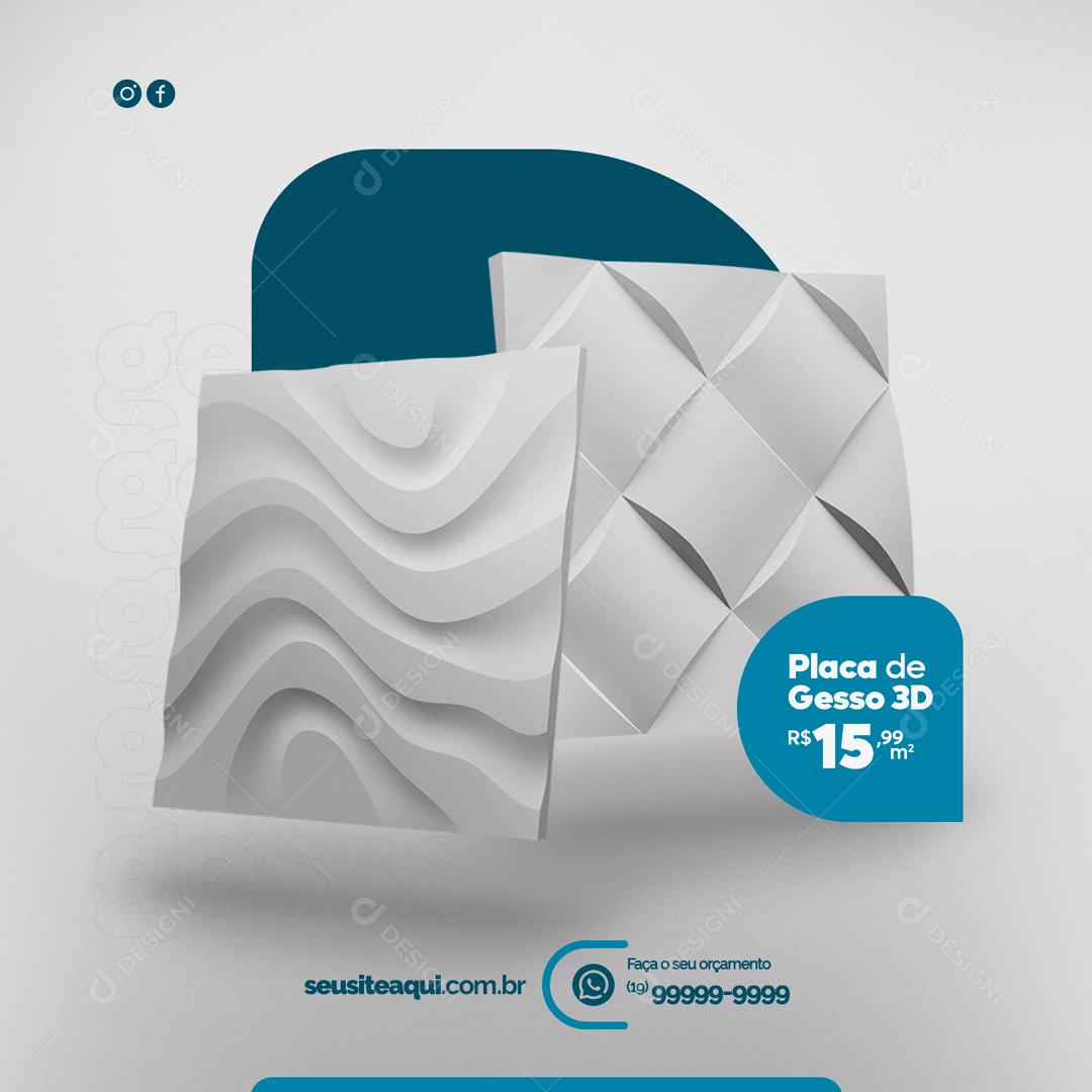 Engessaria Placa de Gesso 3D Social Media PSD Editável