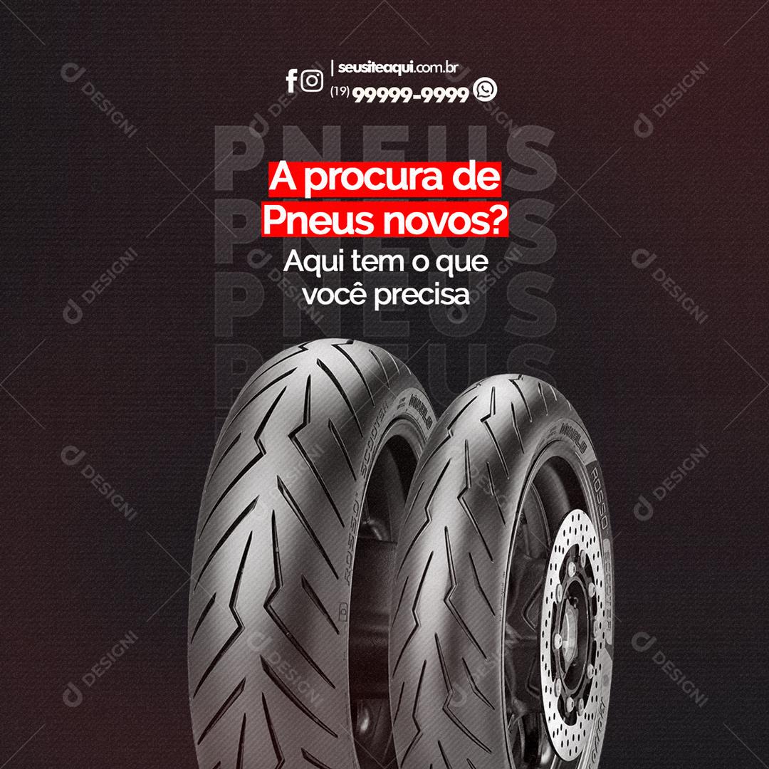 Social Media a procura de Pneus novos Oficina Mecânica PSD Editável
