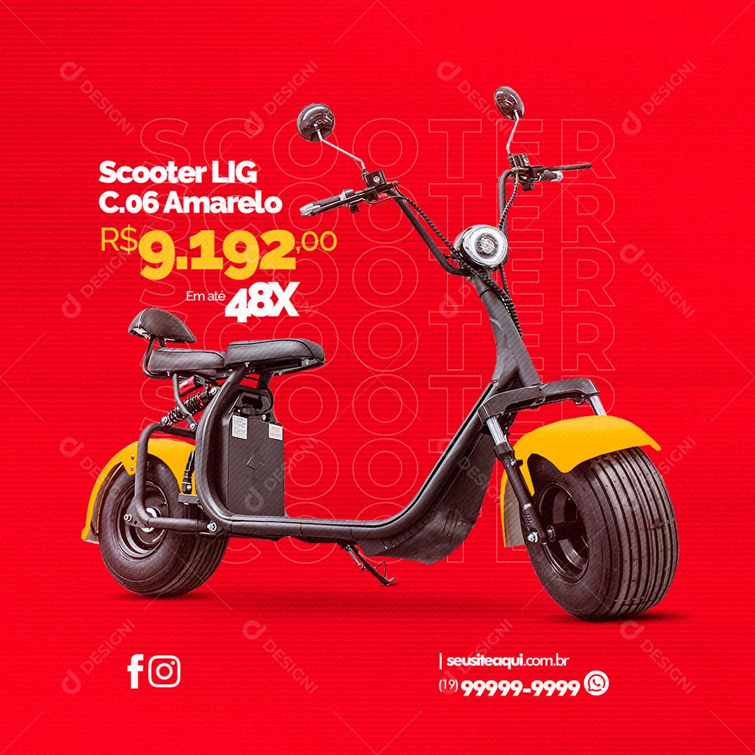 Social Media Scooter Lig C 6 Amarelo Oficina Mecânica PSD Editável