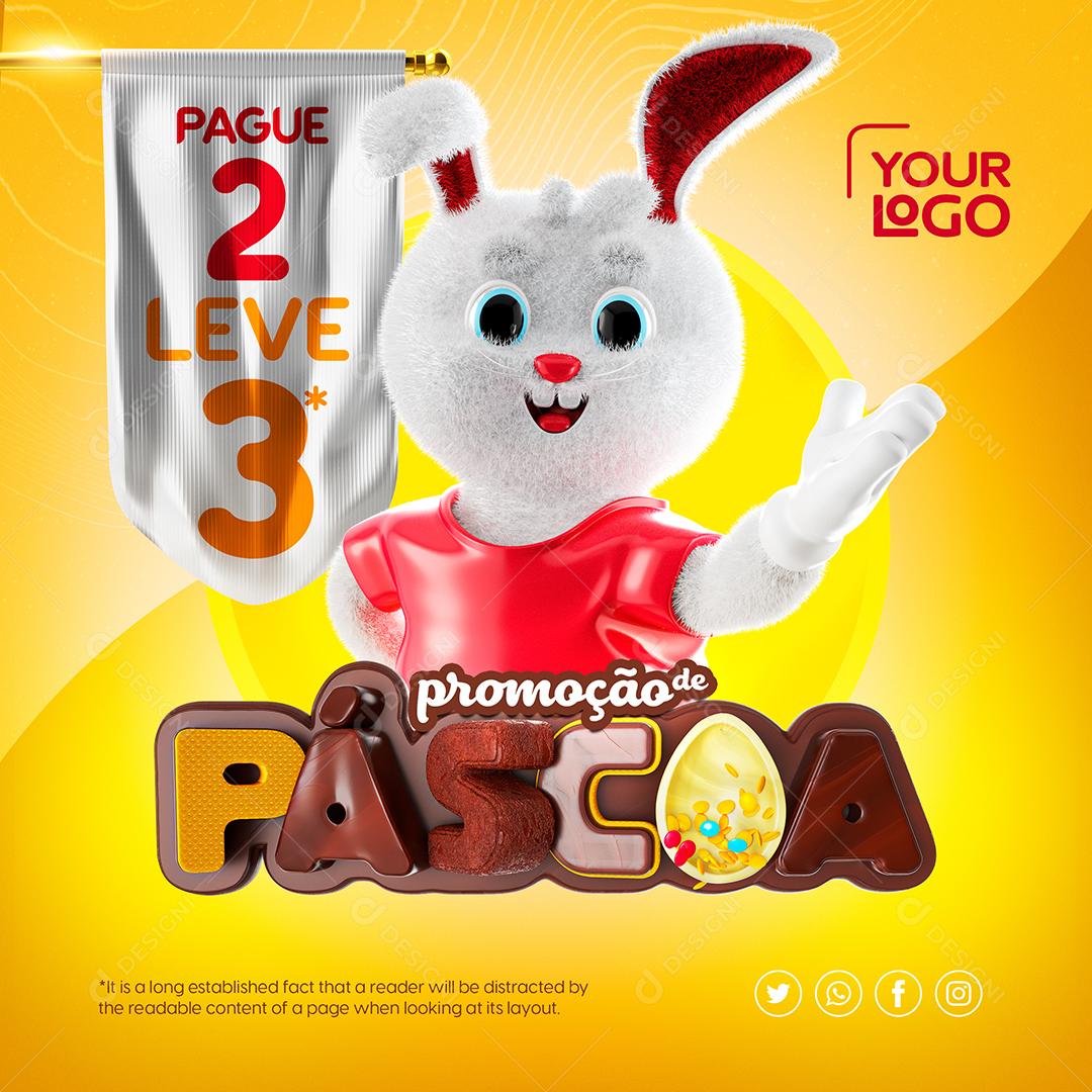 Social Media Promoção De Páscoa Pague 2 Leva 3 PSD Editável