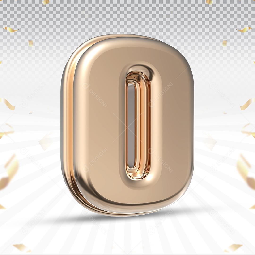 Elemento 3D Número 0 Rosa Para Composição PSD