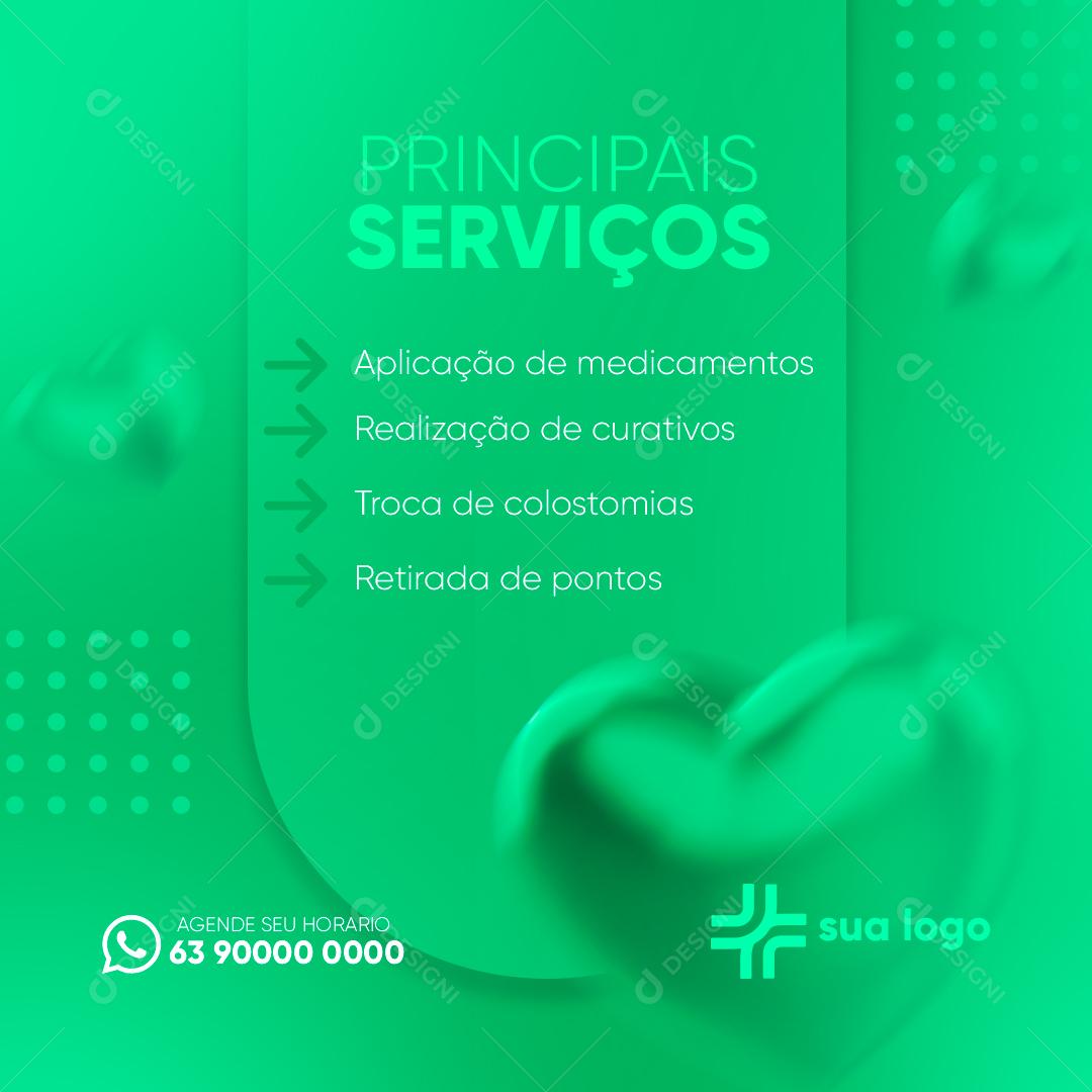 Social Media Clínica Médica Principais Serviços Home Care PSD Editável