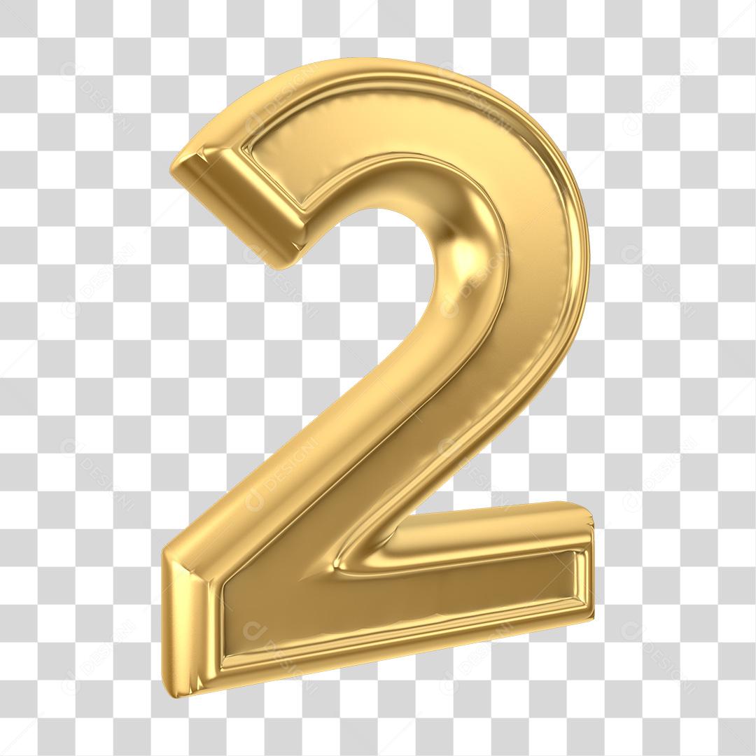 Número 2 Elemento 3D PNG Transparente