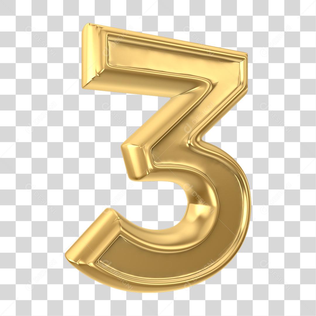 Número 3 Elemento 3D PNG Transparente