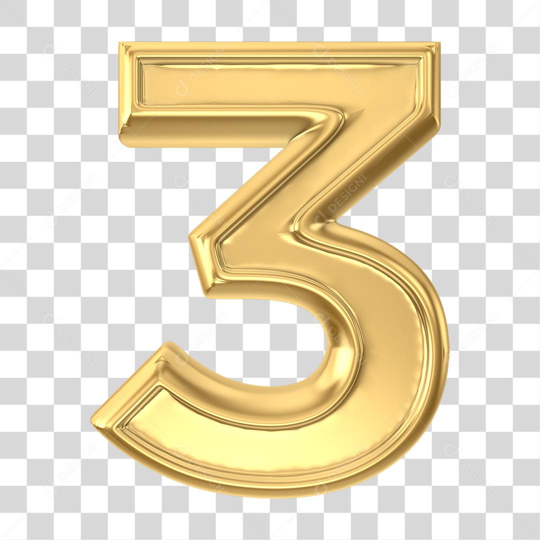 Number 3 3D Element Transparent PNG