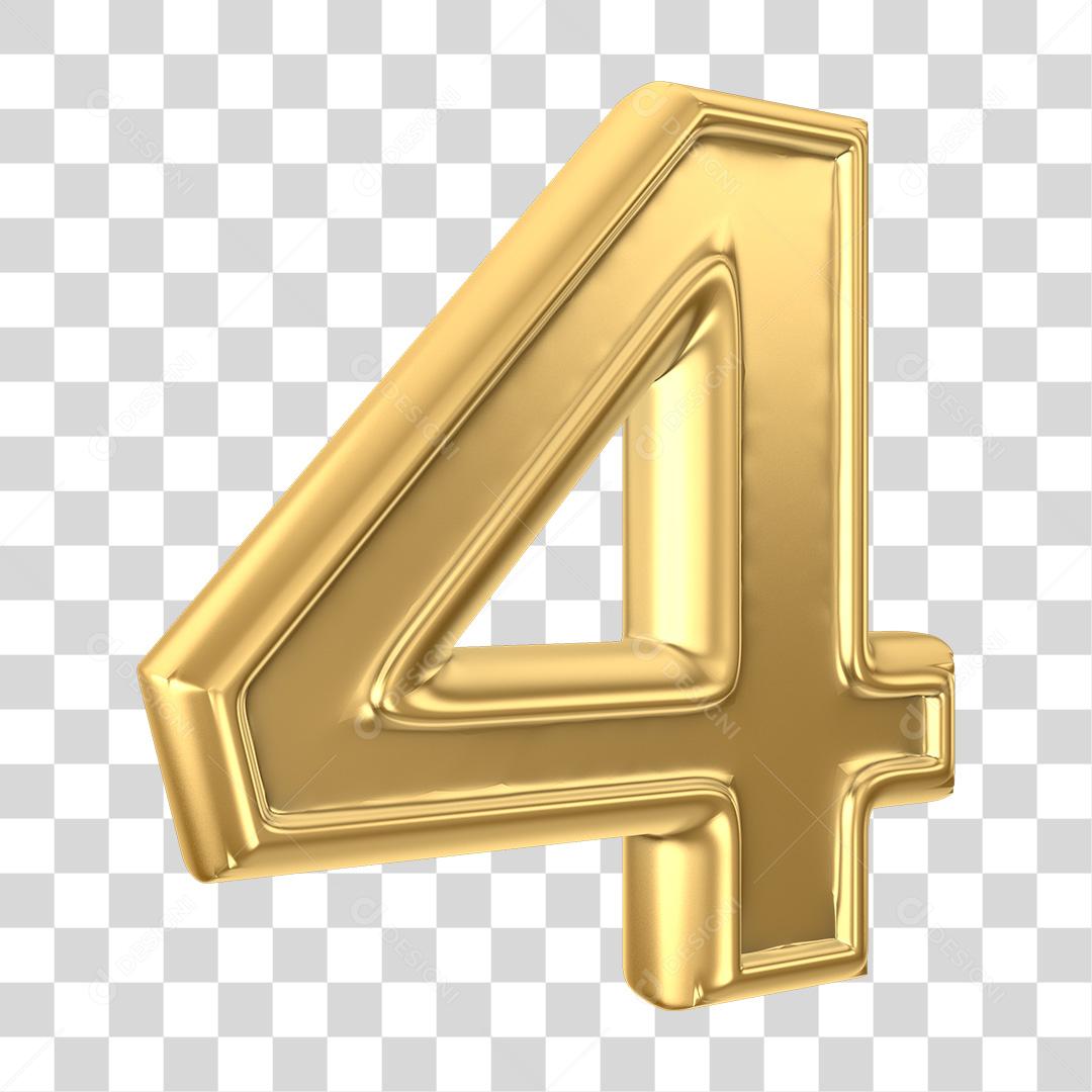 Número 4 Elemento 3D PNG Transparente