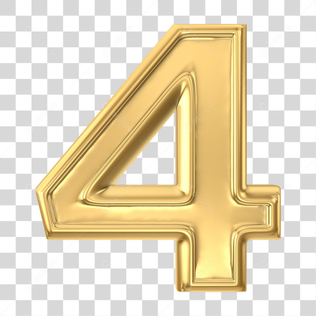Número 4 Elemento 3D PNG Transparente