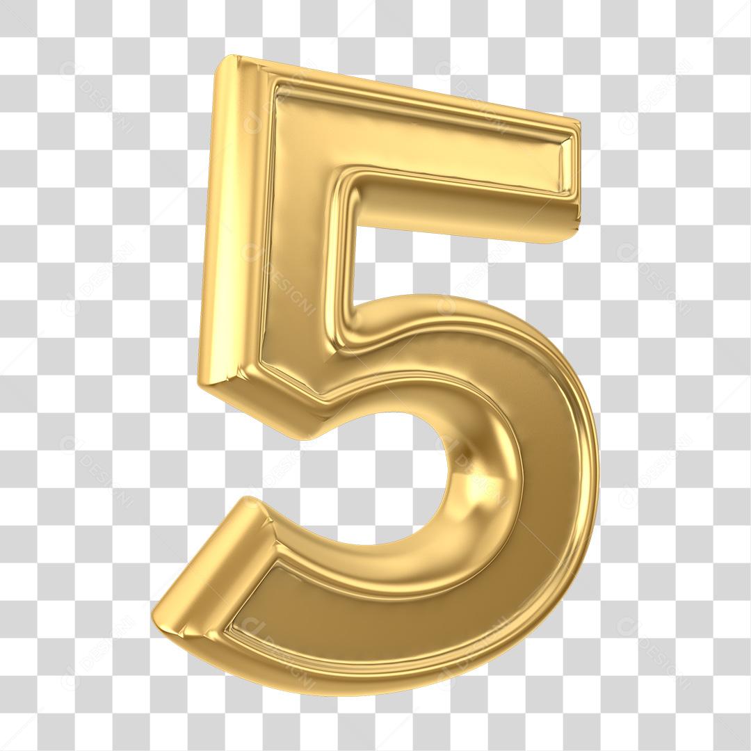 Número 5 Elemento 3D PNG Transparente