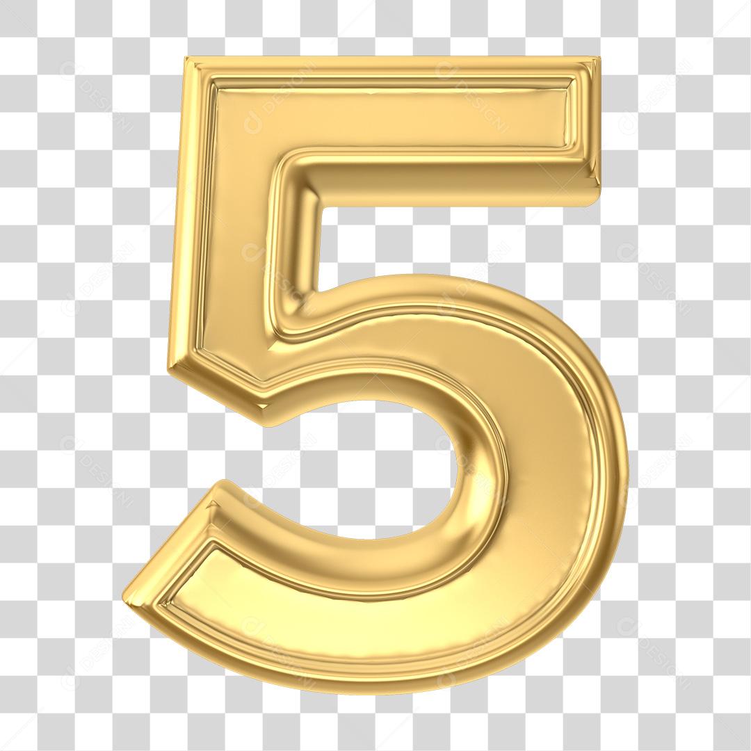 Número 5 Elemento 3D PNG Transparente