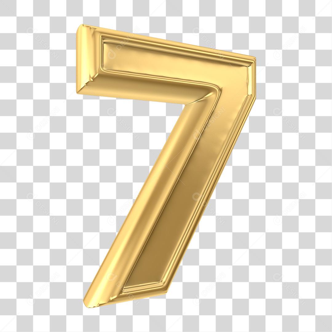 Número 7 3D Para Composição PNG Transparente