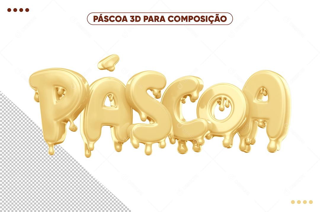 Páscoa Chocolate Branco Texto 3D Para Composição PSD