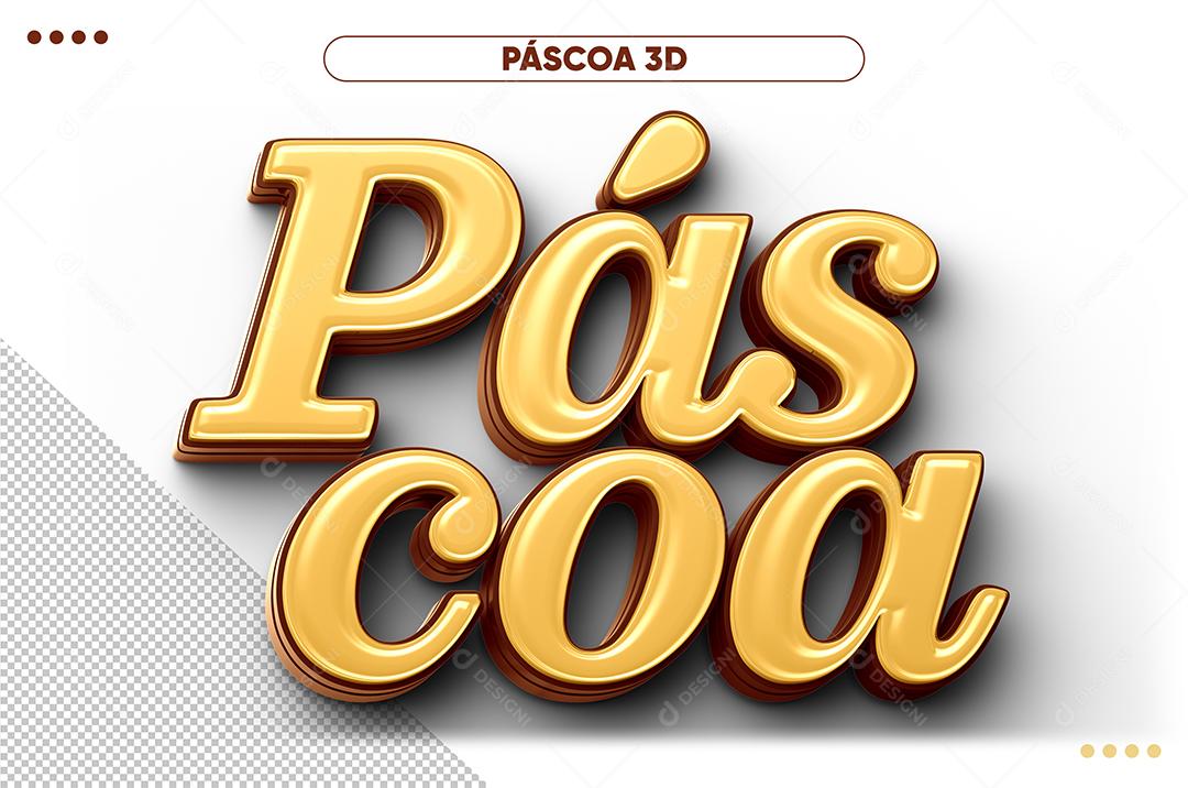 Páscoa Amarelo e Branco Texto 3D Para Composição PSD