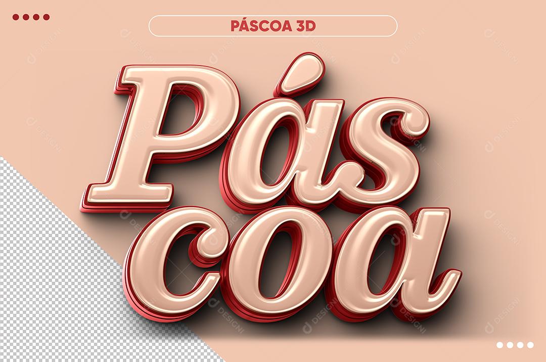 Páscoa Rosa Texto 3D Para Composição PSD
