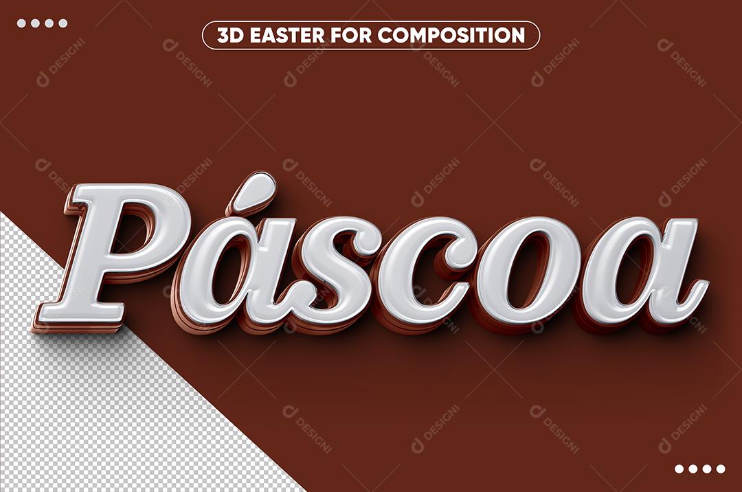 Páscoa Branco Texto 3D Para Composição PSD