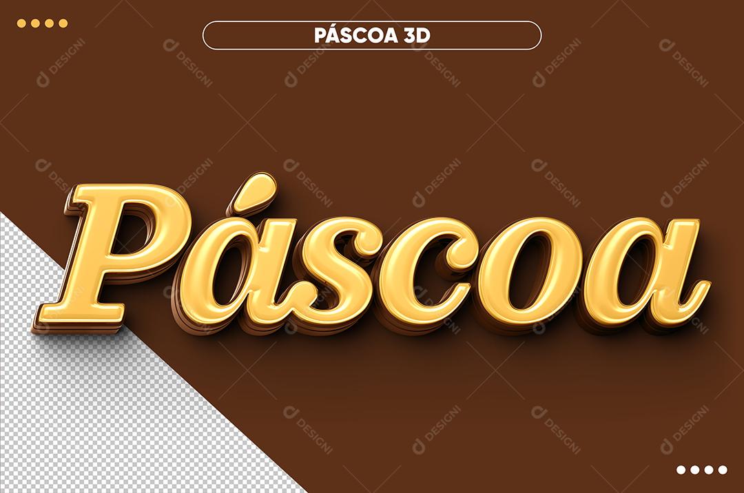 Páscoa Amarelo Chocolate Texto 3D Para Composição PSD