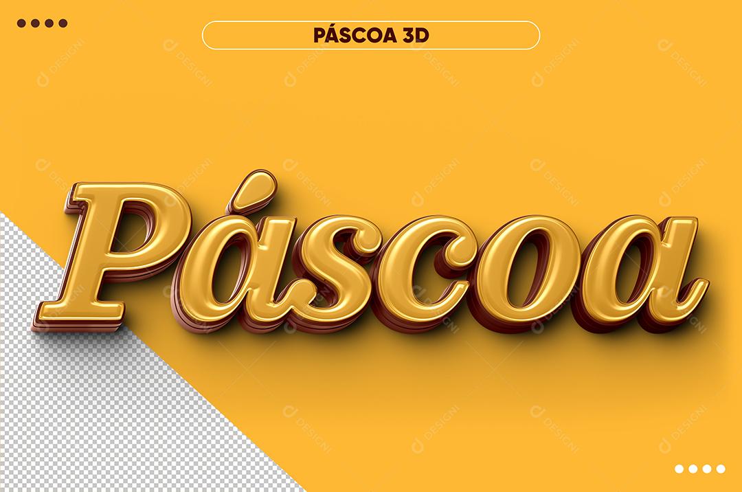 Páscoa Amarelo Texto 3D Para Composição PSD