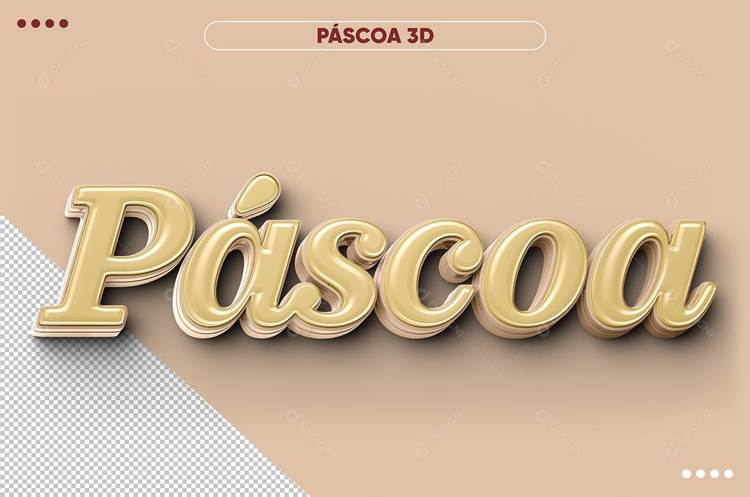 Páscoa Amarelo e Rosa Texto 3D Para Composição PSD