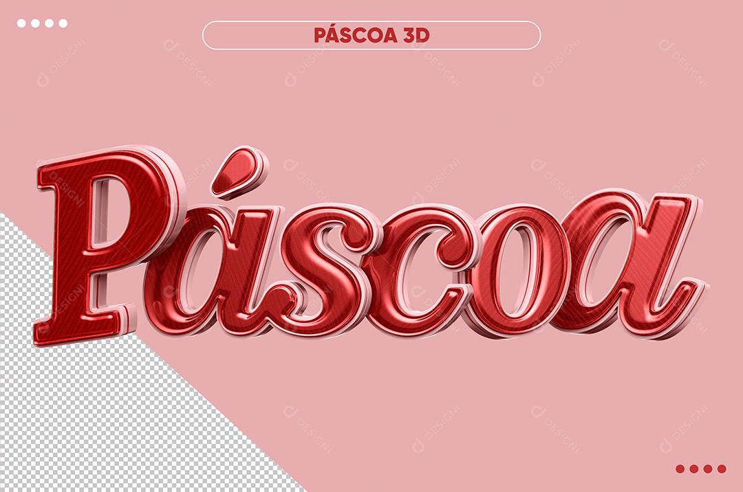 Páscoa Vermelho e Rosa Texto 3D Para Composição PSD