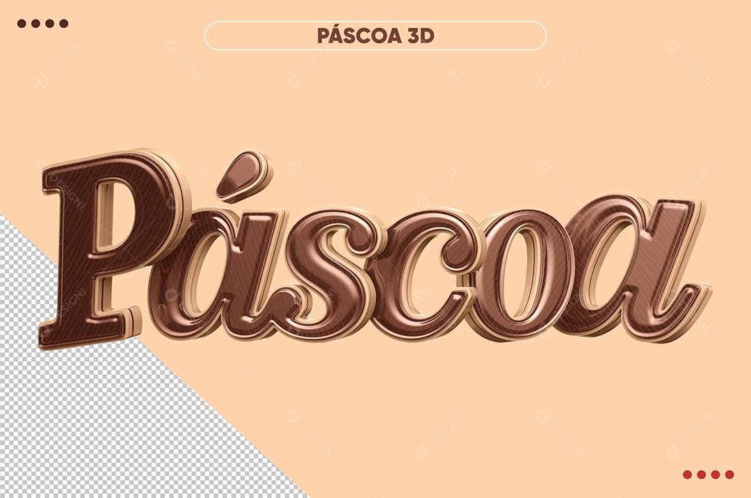 Páscoa Chocolate Rosa Texto 3D Para Composição PSD