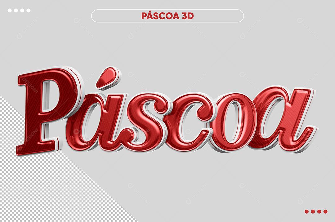 Páscoa Vermelho Texto 3D Para Composição PSD