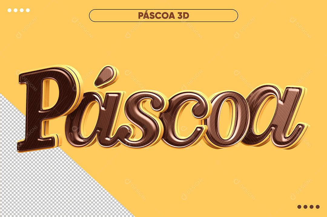 Páscoa De Chocolate Texto 3D Para Composição PSD