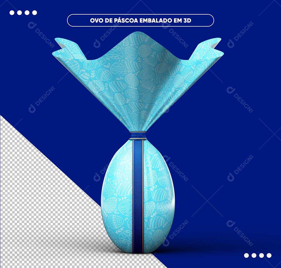 Ovo De Páscoa Embalado Azul 3D Elemento Para Composição PSD