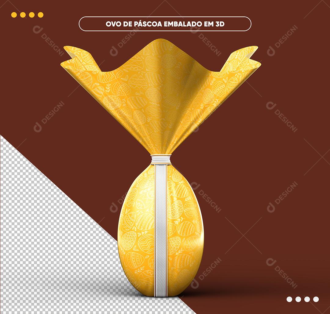 Ovo De Páscoa Embalado Amarelo 3D Elemento Para Composição PSD